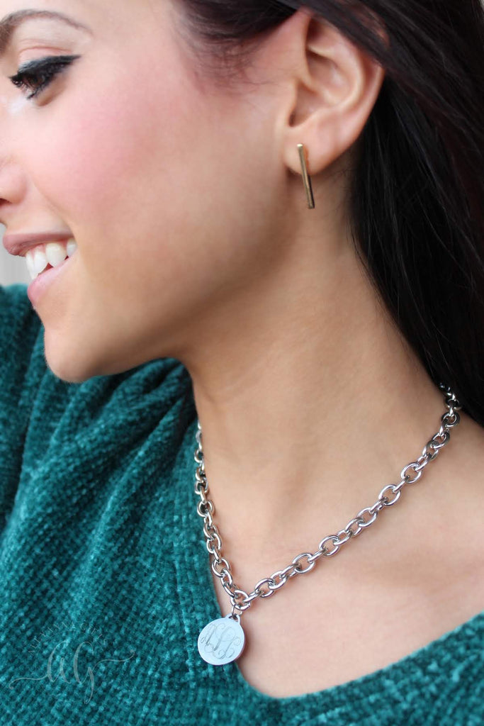 Stainless Steel Link Necklace - Allyanna GiftsMONOGRAM + ENGRAVING