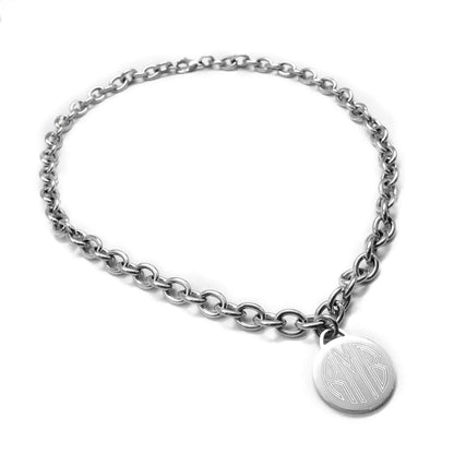 Stainless Steel Link Necklace - Allyanna GiftsMONOGRAM + ENGRAVING