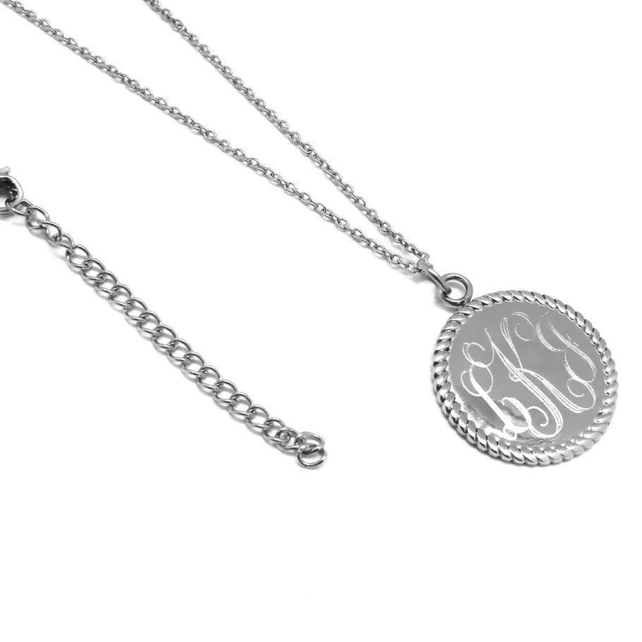 Stainless Steel Necklace With Rope Around Disc Pendant - Allyanna GiftsNECKLACE