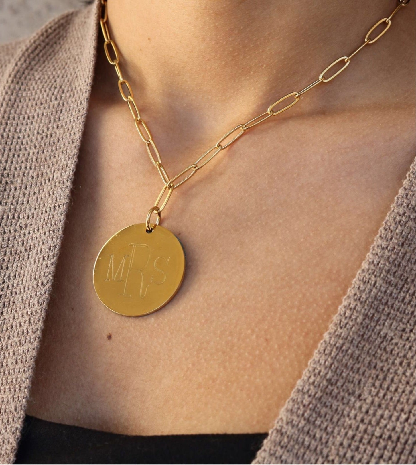 Stainless Steel Paper Clip Engraved Necklace - Allyanna GiftsNECKLACE