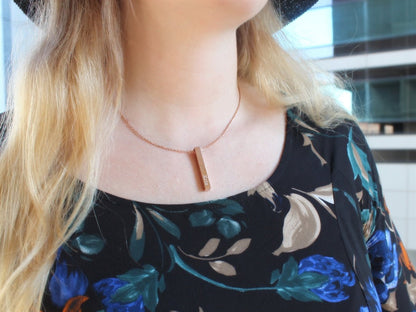 Stainless Steel Vertical Engraved Bar (4 Side) Necklace - Allyanna GiftsMONOGRAM + ENGRAVING