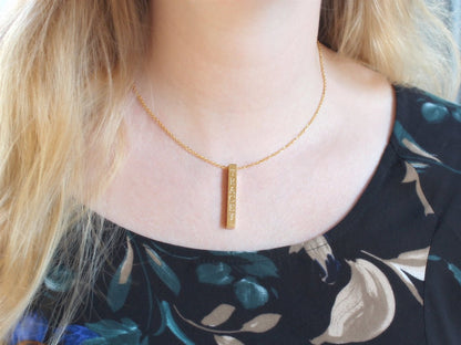 Stainless Steel Vertical Engraved Bar (4 Side) Necklace - Allyanna GiftsMONOGRAM + ENGRAVING
