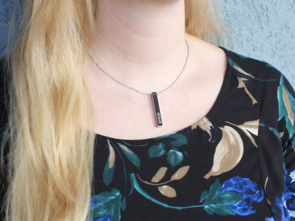 Stainless Steel Vertical Engraved Bar (4 Side) Necklace - Allyanna GiftsMONOGRAM + ENGRAVING