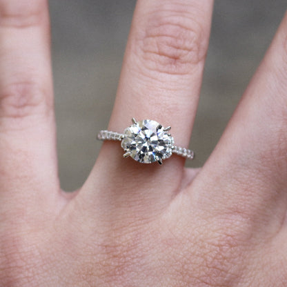 Sterling Silver 2.0CT 8.0MM Moissanite Engagement Ring - Allyanna Gifts