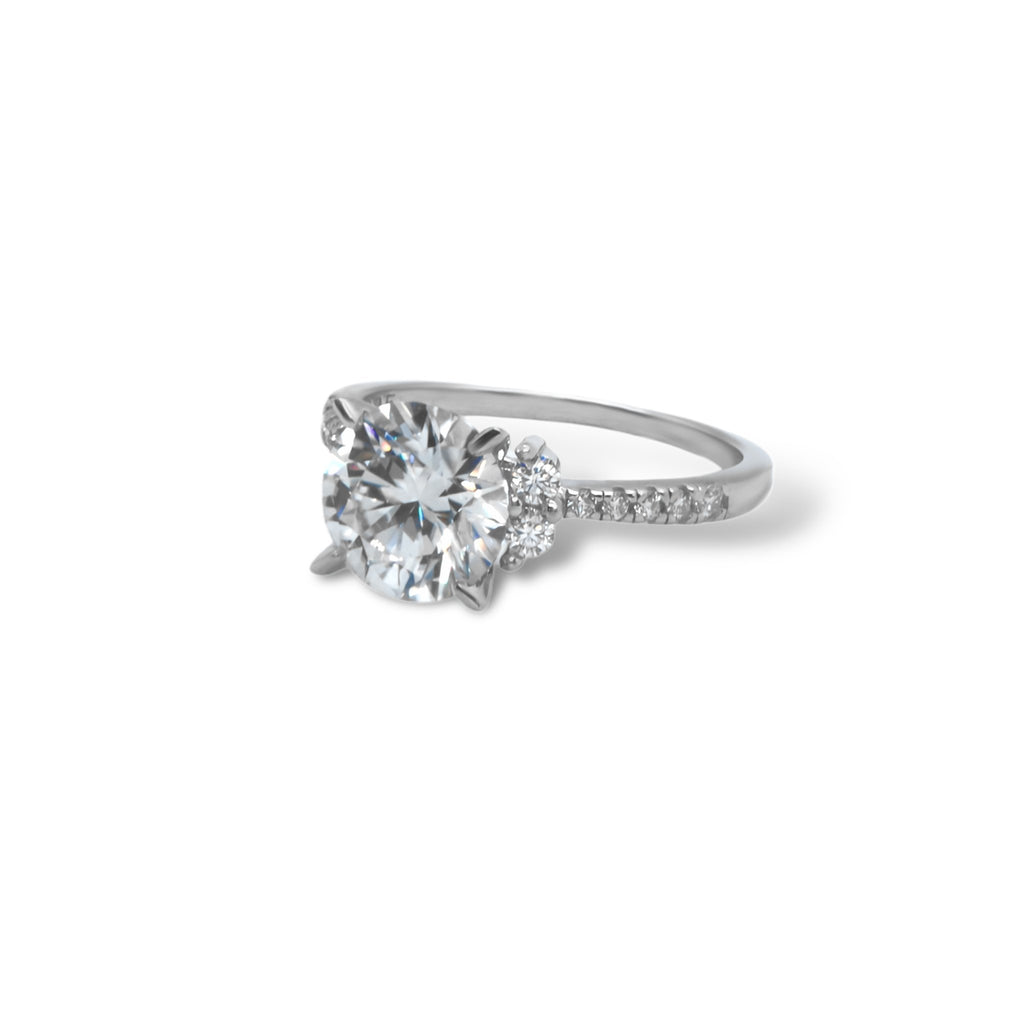 Sterling Silver 2.0CT 8.0MM Moissanite Engagement Ring - Allyanna Gifts
