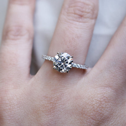 Sterling Silver 2.0CT 8.0MM Moissanite Engagement Ring - Allyanna Gifts