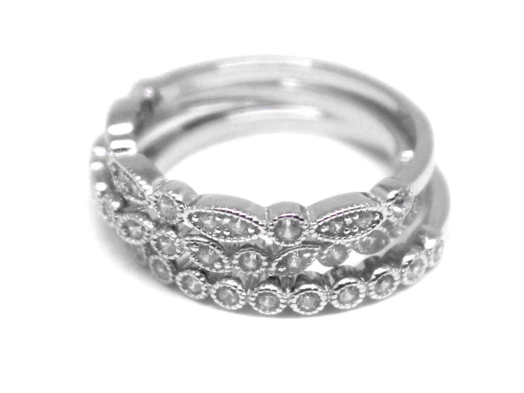 Sterling Silver 3 Decorative CZ Stackable Ring Set - Allyanna GiftsRINGS