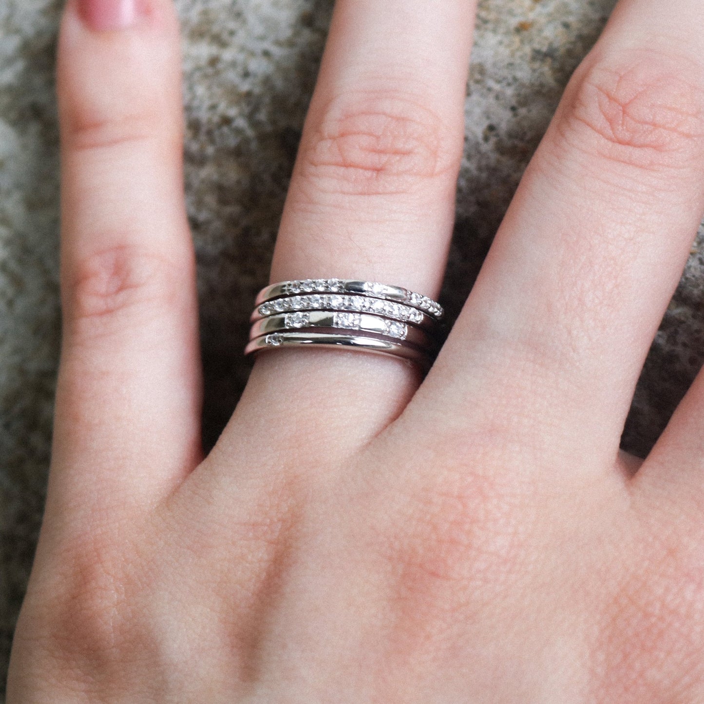 Sterling Silver 4 Band Stackable CZ Ring - Allyanna GiftsRINGS