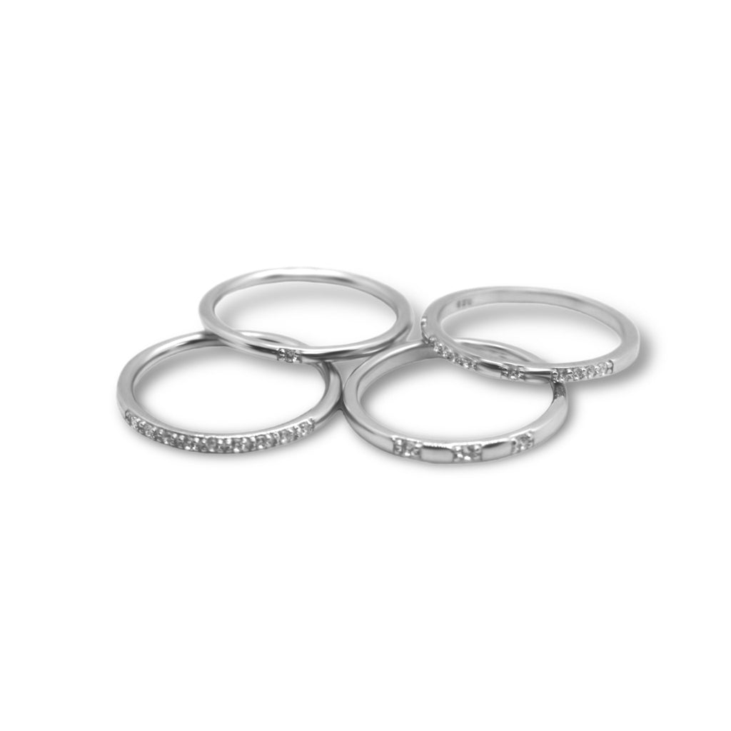 Sterling Silver 4 Band Stackable CZ Ring - Allyanna GiftsRINGS