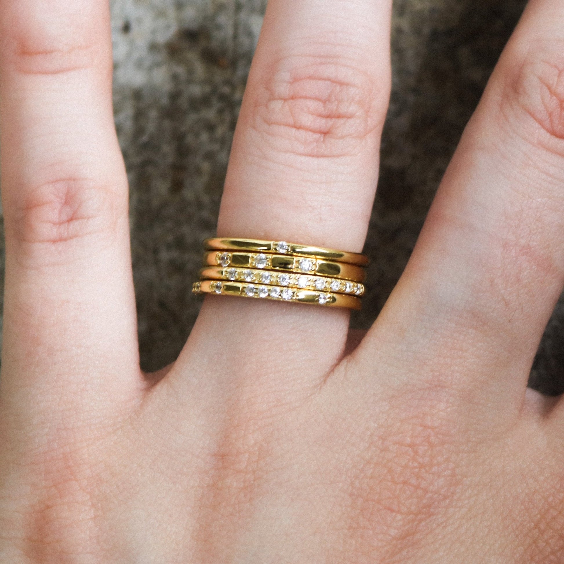 Sterling Silver 4 Band Stackable CZ Ring - Allyanna GiftsRINGS