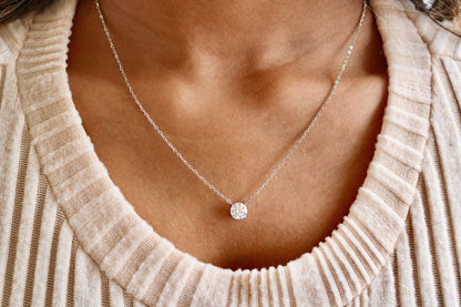 Sterling Silver 4 Prong Round Moissanite Necklace W/Certification - Allyanna GiftsNECKLACE