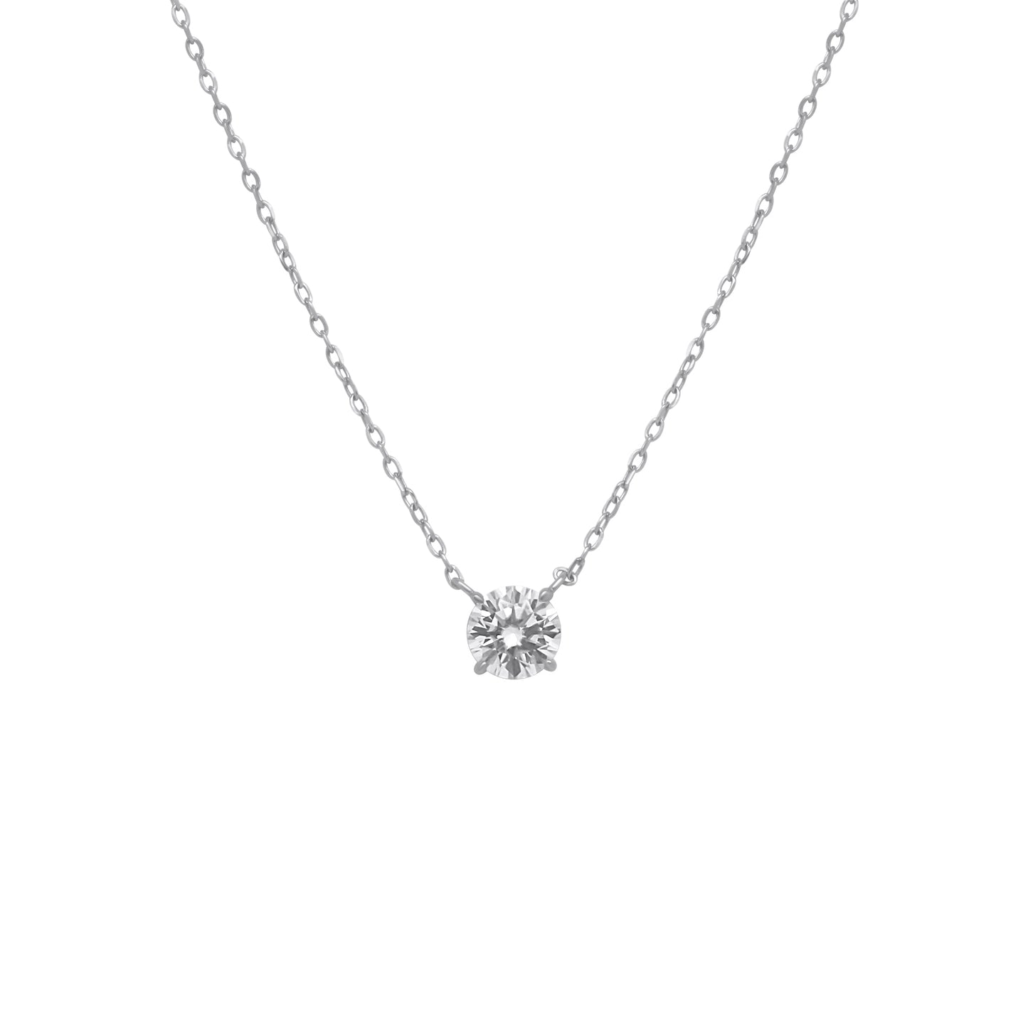 Sterling Silver 4 Prong Round Moissanite Necklace W/Certification - Allyanna GiftsNECKLACE