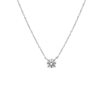 Sterling Silver 4 Prong Round Moissanite Necklace W/Certification - Allyanna GiftsNECKLACE