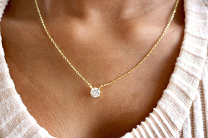 Sterling Silver 4 Prong Round Moissanite Necklace W/Certification - Allyanna GiftsNECKLACE
