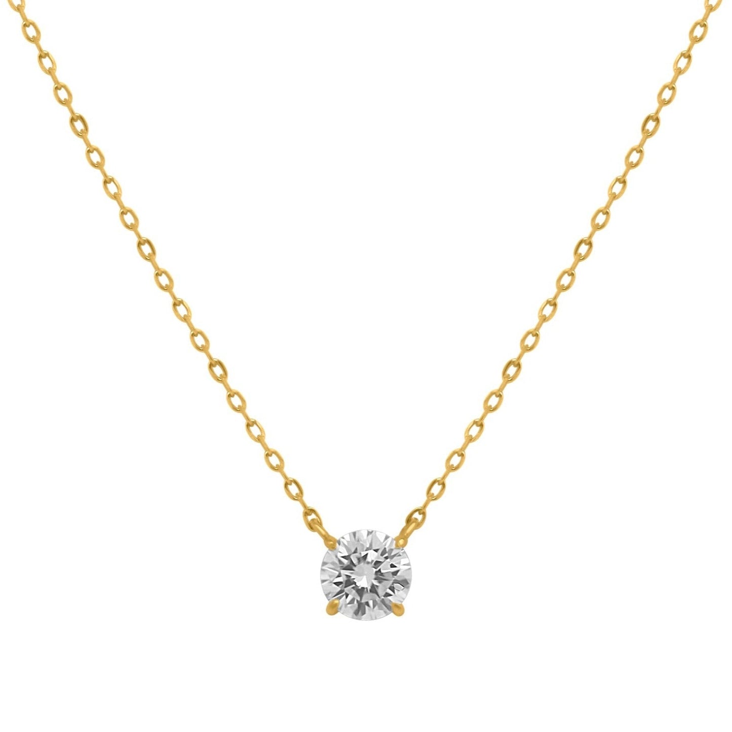 Sterling Silver 4 Prong Round Moissanite Necklace W/Certification - Allyanna GiftsNECKLACE