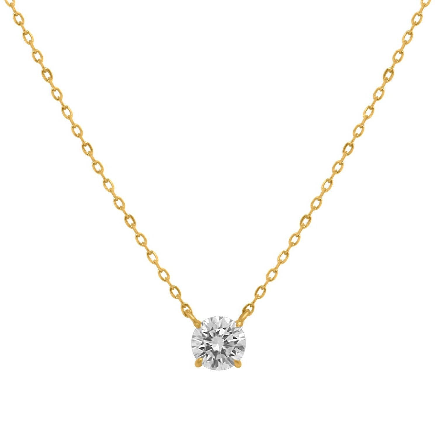 Sterling Silver 4 Prong Round Moissanite Necklace W/Certification - Allyanna GiftsNECKLACE