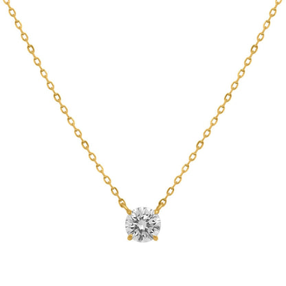 Sterling Silver 4 Prong Round Moissanite Necklace W/Certification - Allyanna GiftsNECKLACE