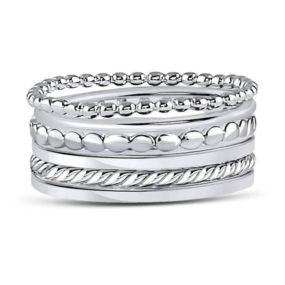 STERLING SILVER 6 BANDS STACKABLE SET RING - Allyanna GiftsRINGS