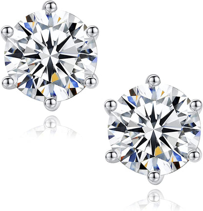 Sterling Silver 6 Prong Moissanite Screwback Earrings/ w Certification - Allyanna Gifts
