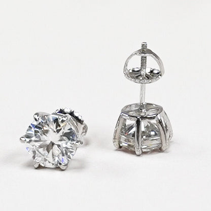 Sterling Silver 6 Prong Moissanite Screwback Earrings/ w Certification - Allyanna Gifts