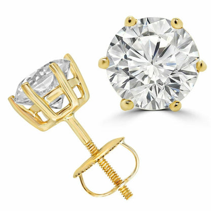 Sterling Silver 6 Prong Moissanite Screwback Earrings/ w Certification - Allyanna Gifts