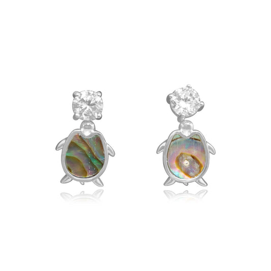 Sterling Silver Abalone Turtle CZ Stud Set - Allyanna GiftsEARRINGS