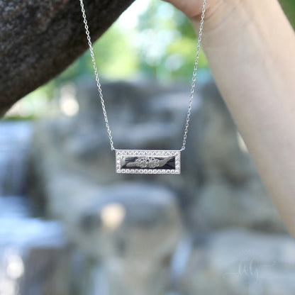 Sterling Silver Bar Engravable CZ Necklace - Allyanna GiftsMONOGRAM + ENGRAVING
