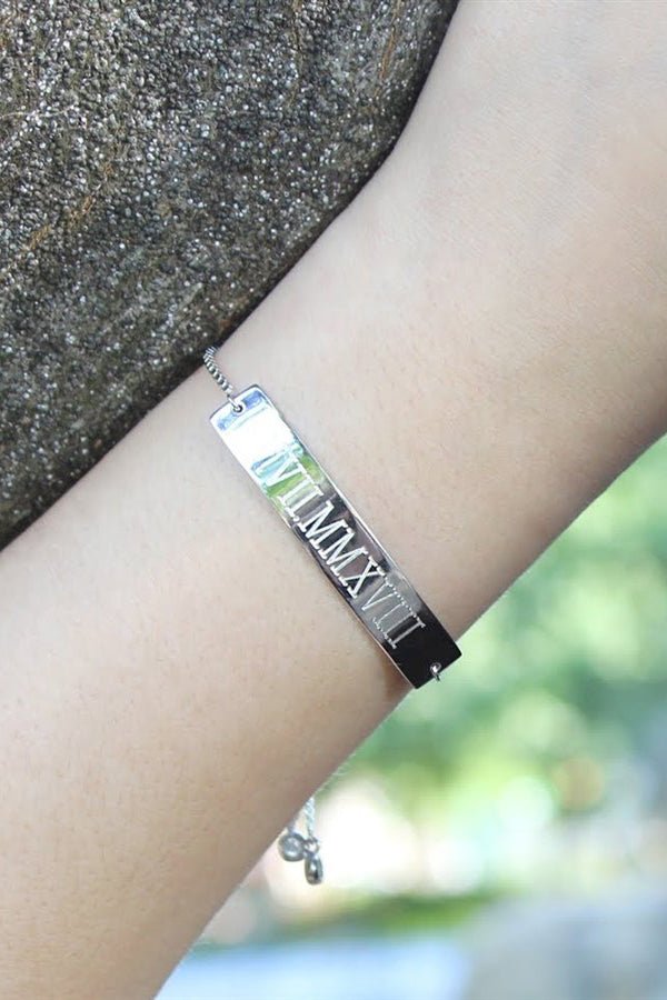 Sterling Silver Bar Tassel Bracelet - Allyanna GiftsMONOGRAM + ENGRAVING
