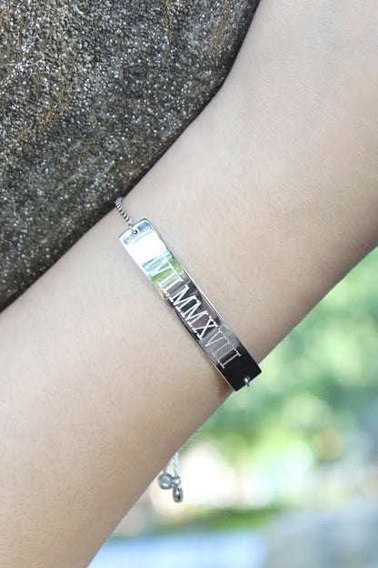 Sterling Silver Bar Tassel Bracelet - Allyanna GiftsMONOGRAM + ENGRAVING