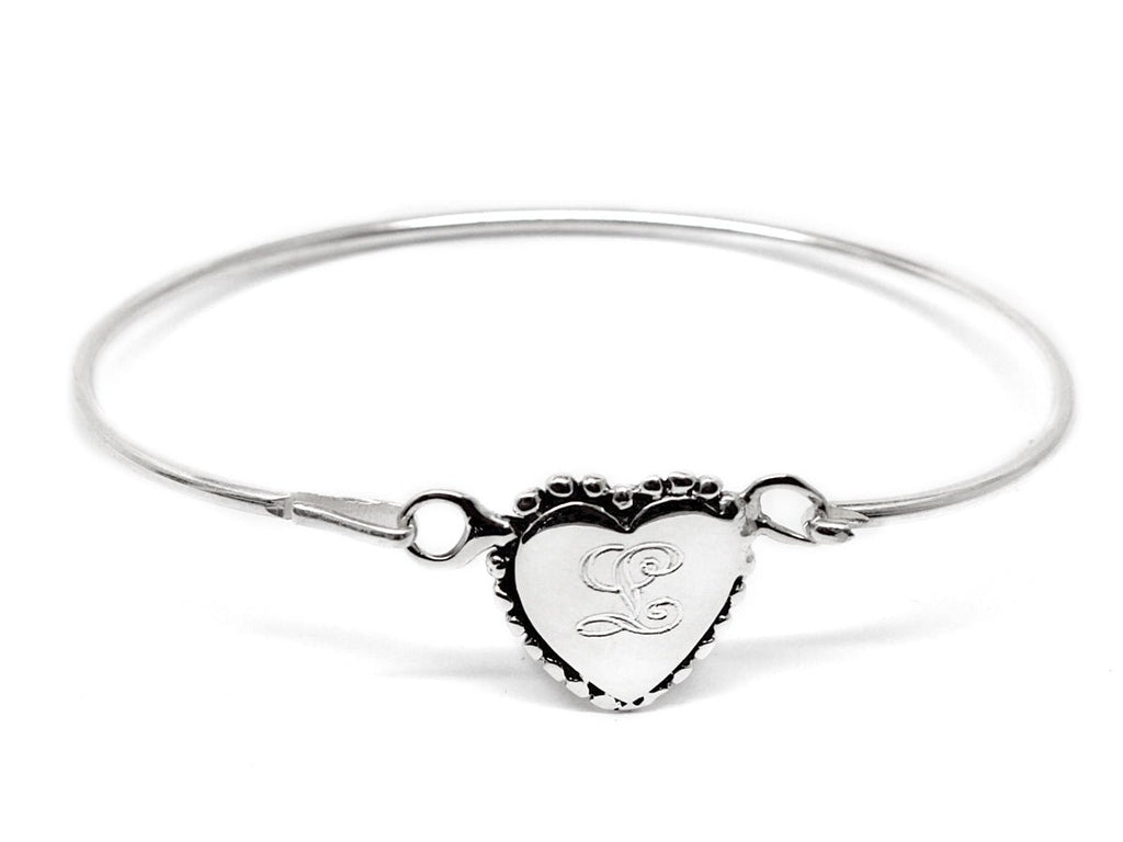 Sterling Silver Beaded Heart Baby Bangle - Allyanna GiftsGIFTS