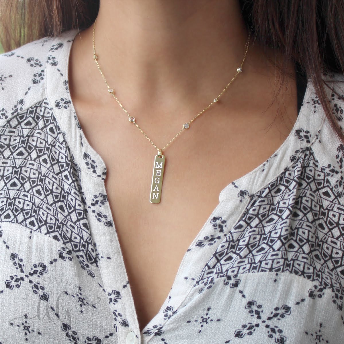 Sterling Silver Beautiful Bar Necklace - Allyanna GiftsMONOGRAM + ENGRAVING