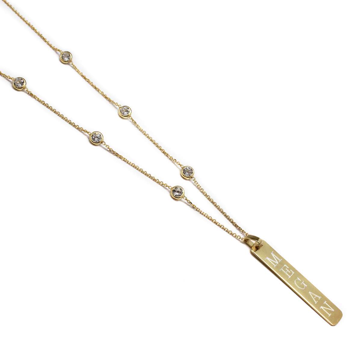 Sterling Silver Beautiful Bar Necklace - Allyanna GiftsMONOGRAM + ENGRAVING