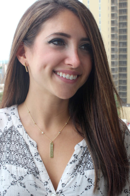 Sterling Silver Beautiful Bar Necklace - Allyanna GiftsMONOGRAM + ENGRAVING