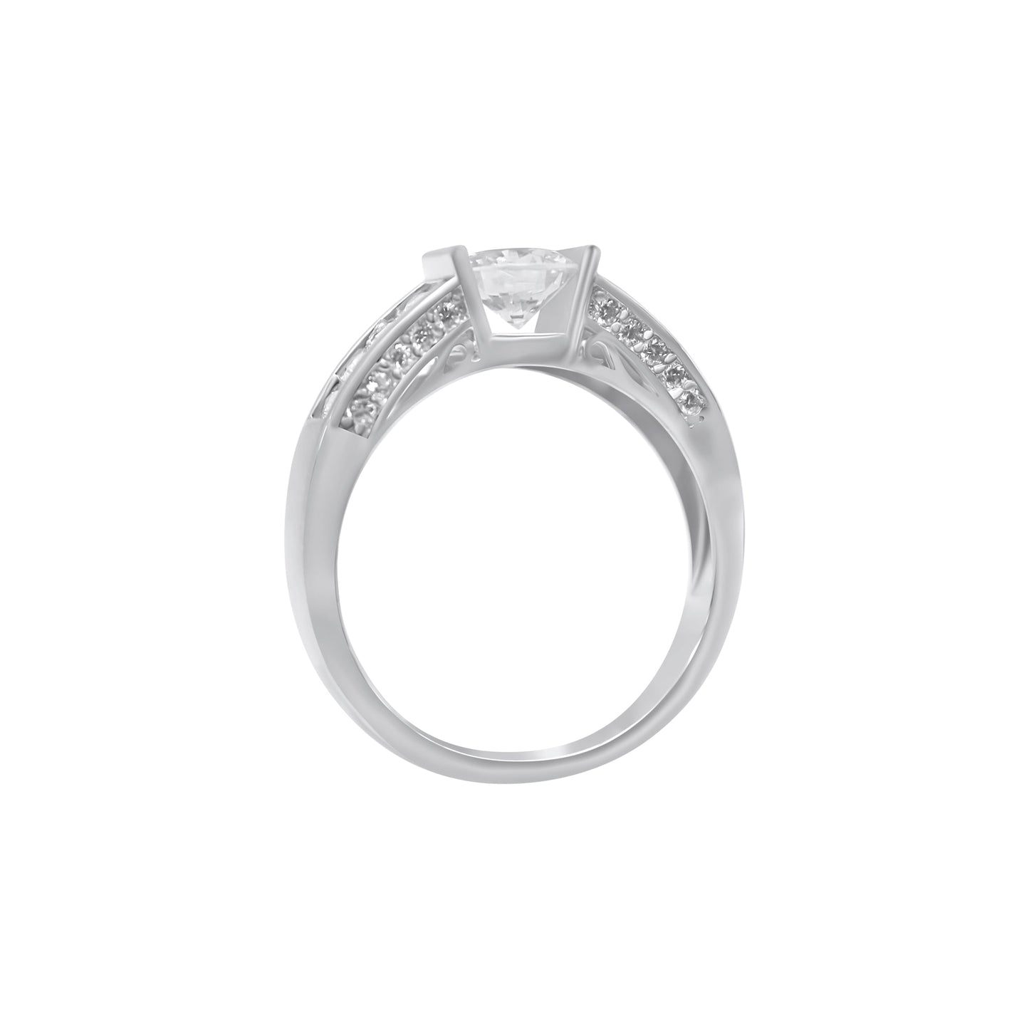 Sterling Silver Circle Cut Stackable Wedding/Engagement Ring Set - Allyanna GiftsRINGS