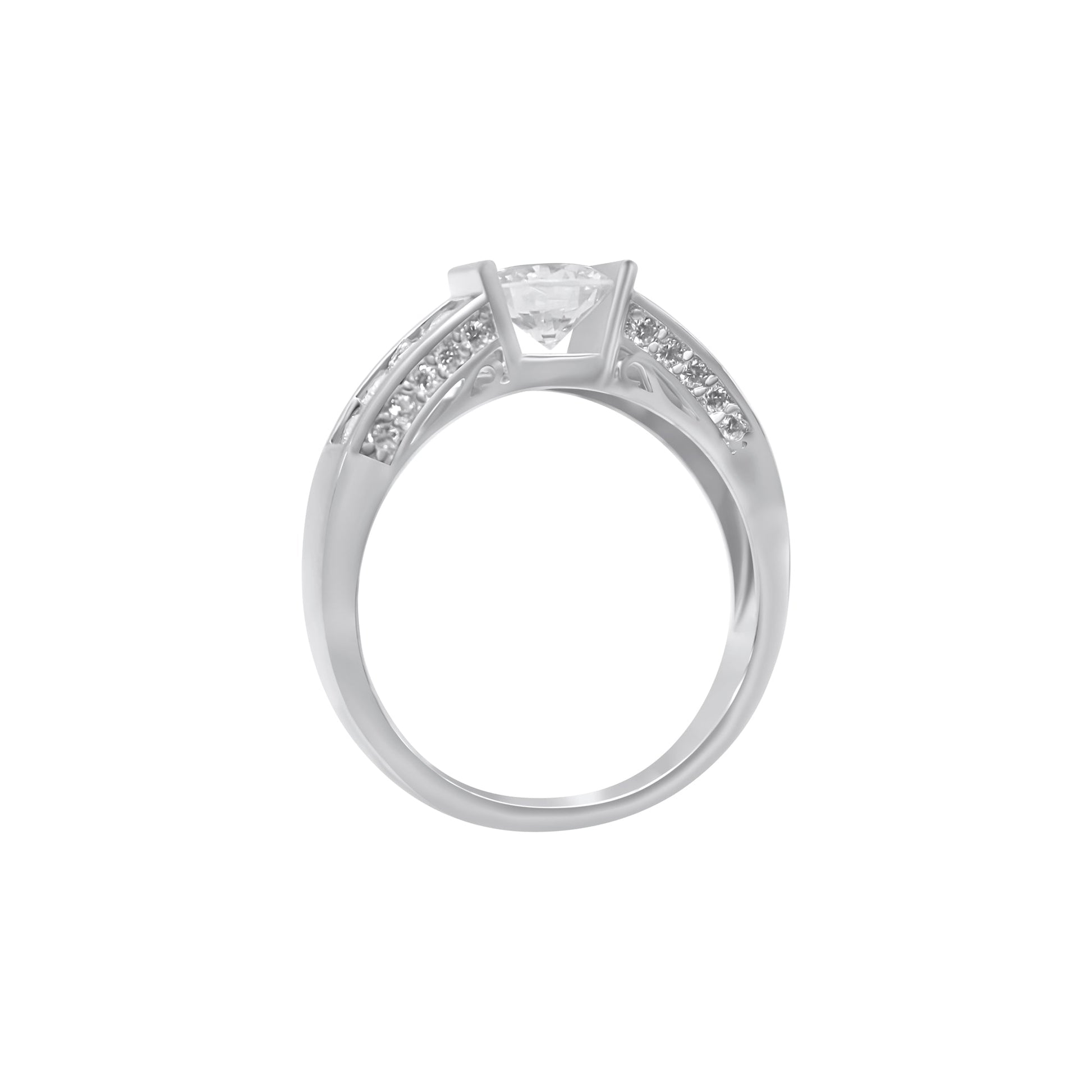 Sterling Silver Circle Cut Stackable Wedding/Engagement Ring Set - Allyanna GiftsRINGS