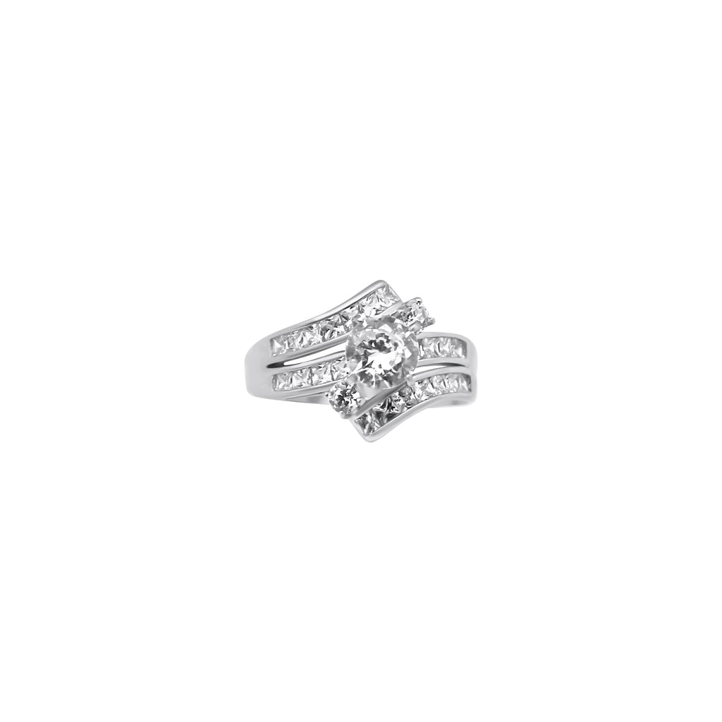 Sterling Silver Circle Cut Twist Band Wedding/Engagement Ring - Allyanna GiftsRINGS