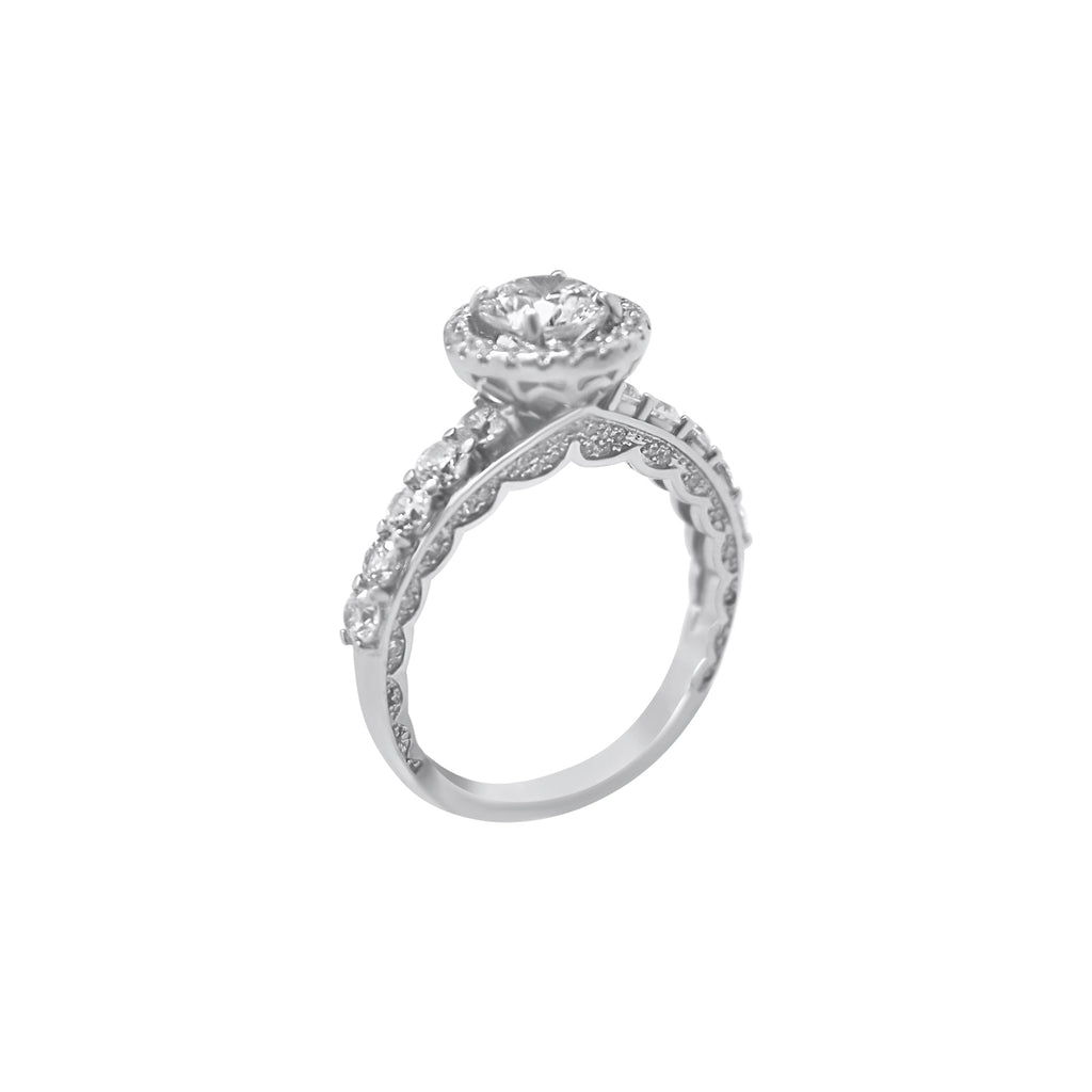 Sterling Silver Circle Halo Wedding/Engagement Ring - Allyanna GiftsRINGS