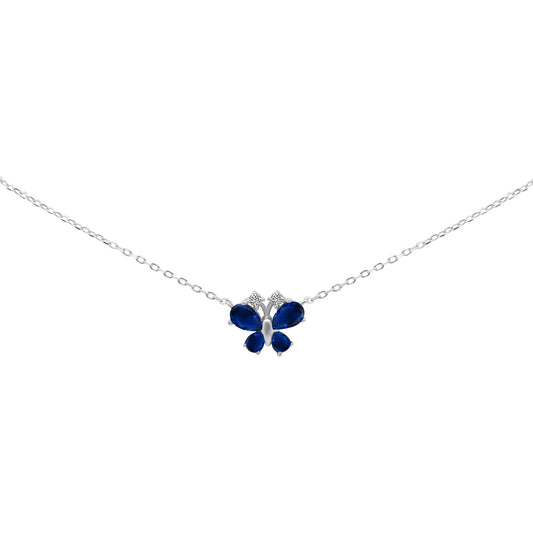 Sterling Silver Color Gemstone Butterfly Necklace - Allyanna Gifts