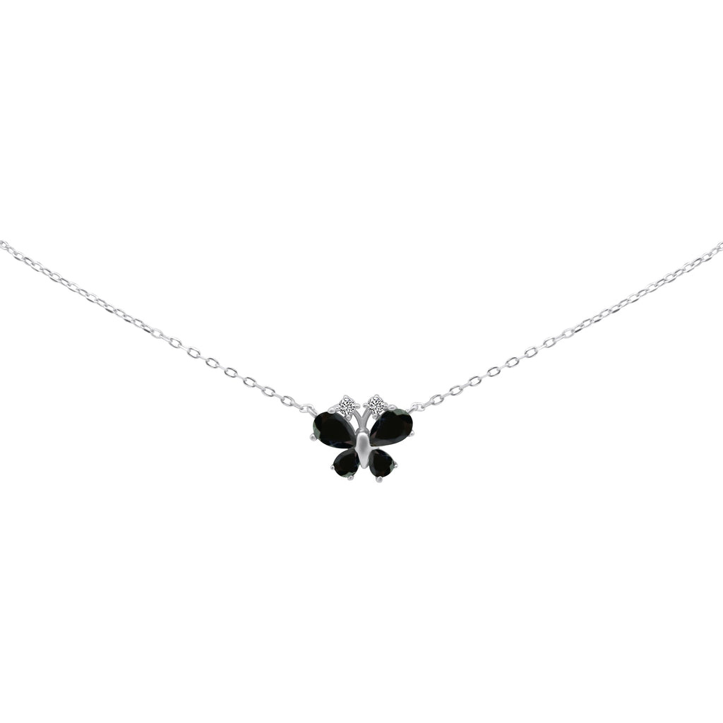 Sterling Silver Color Gemstone Butterfly Necklace - Allyanna Gifts