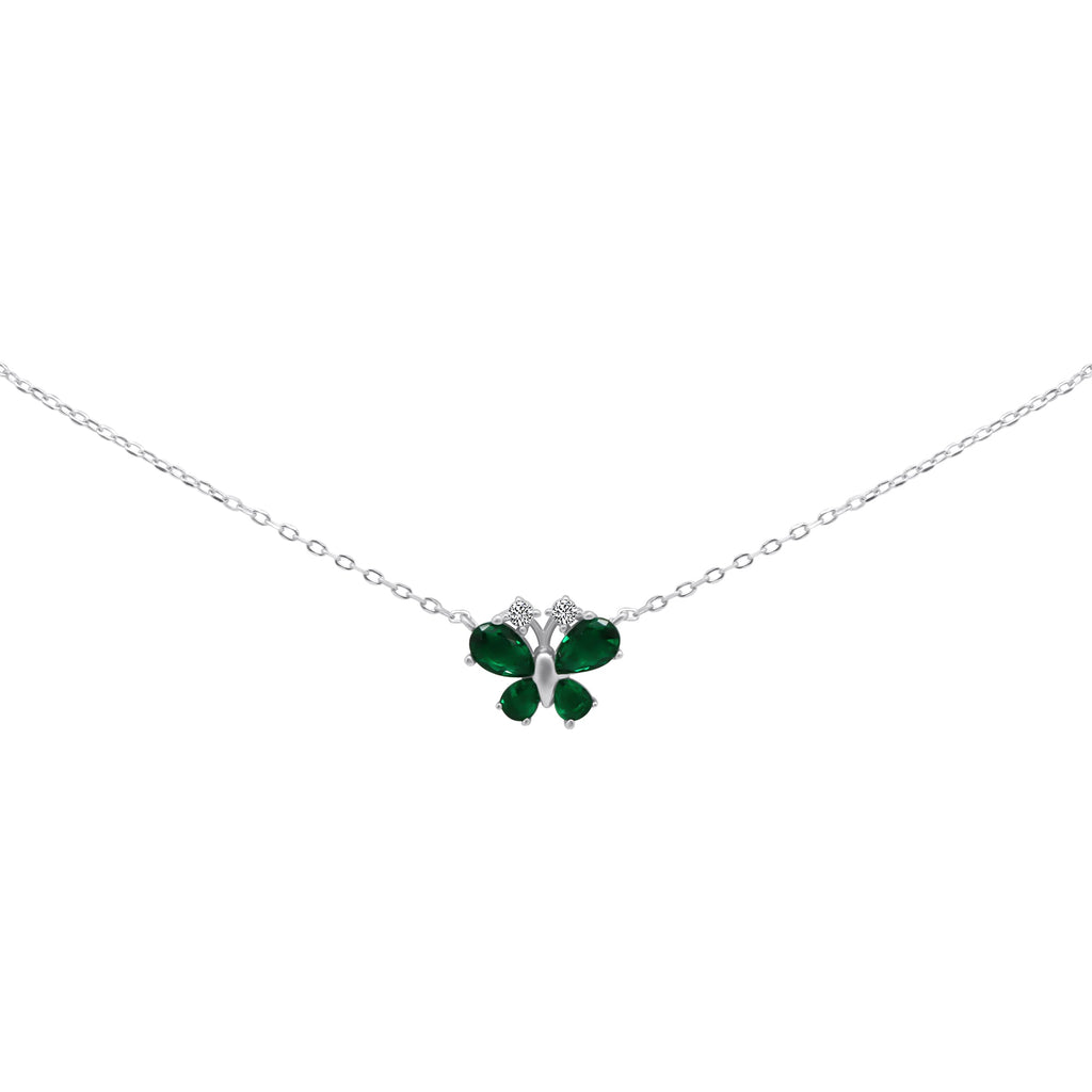 Sterling Silver Color Gemstone Butterfly Necklace - Allyanna Gifts