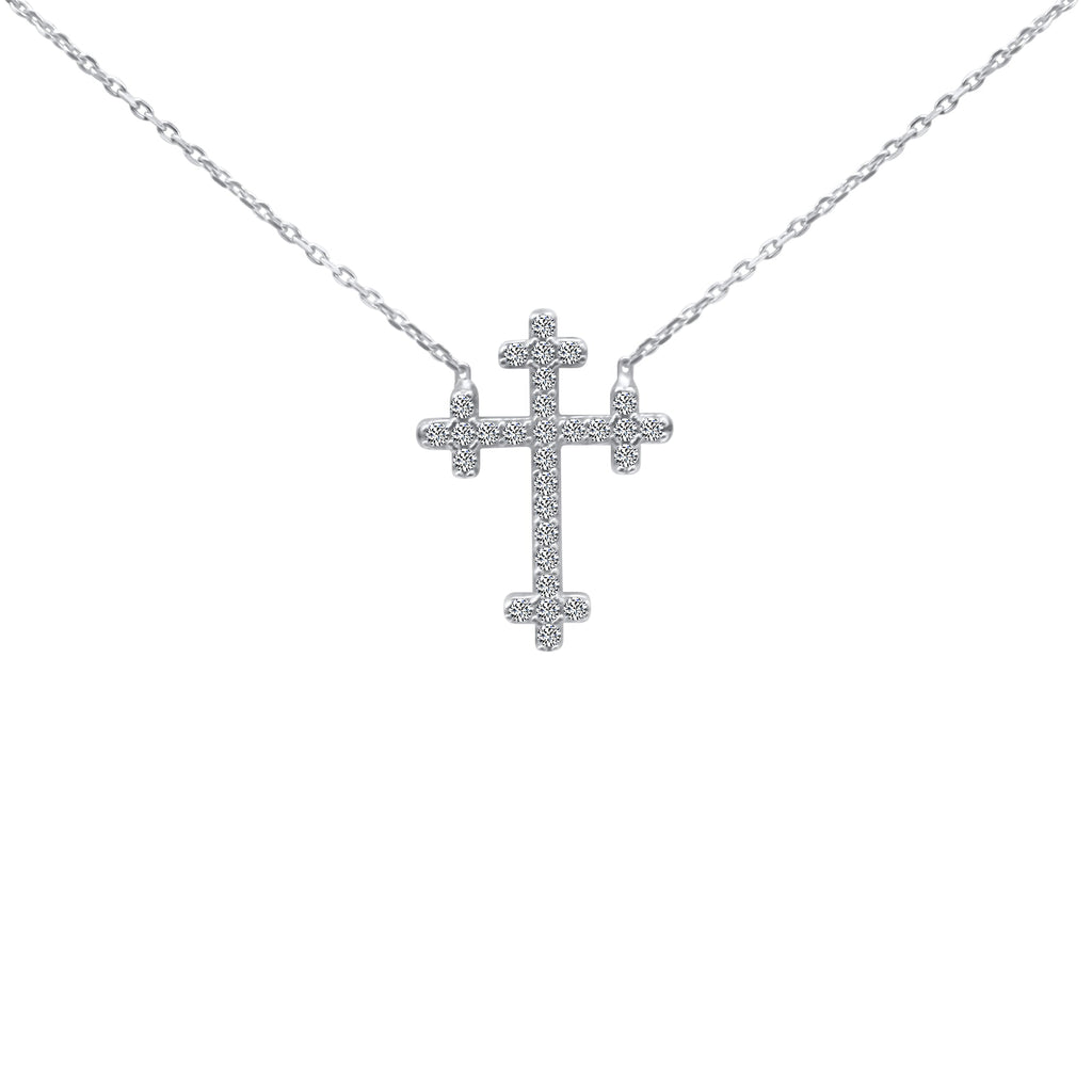 Sterling Silver Cross CZ Necklace (2 Colors) - Allyanna Gifts