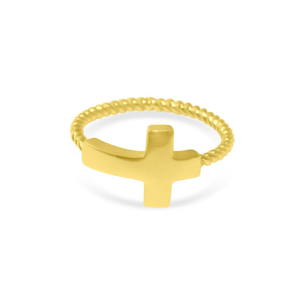 Sterling Silver Cross Rings with Thin Rope Band - Allyanna GiftsRINGS