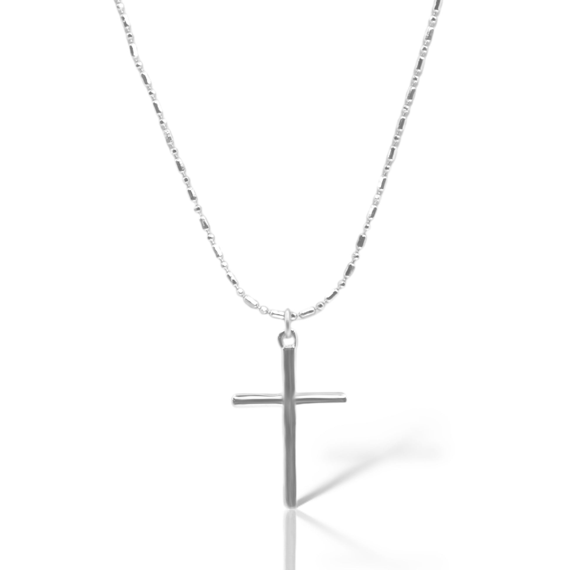 Sterling Silver Cross W/ Round Bead/Bar Chain Necklace - Allyanna GiftsNECKLACE