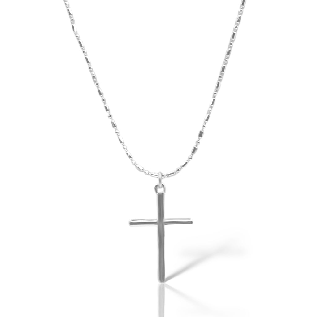 Sterling Silver Cross W/ Round Bead/Bar Chain Necklace - Allyanna GiftsNECKLACE