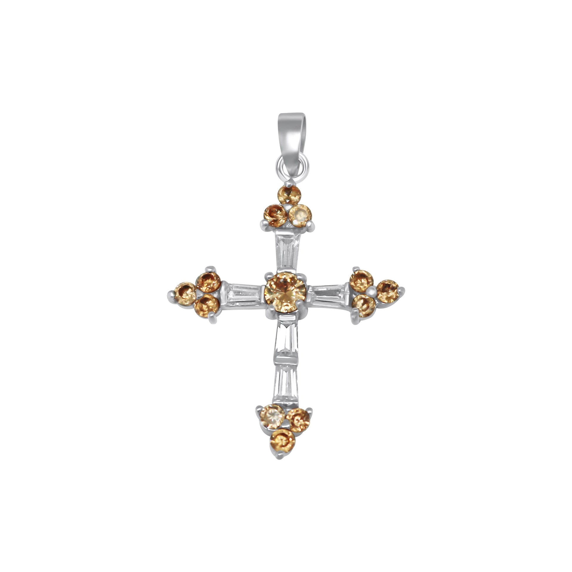 Sterling Silver Cross with Topaz Stones - Allyanna GiftsPendant