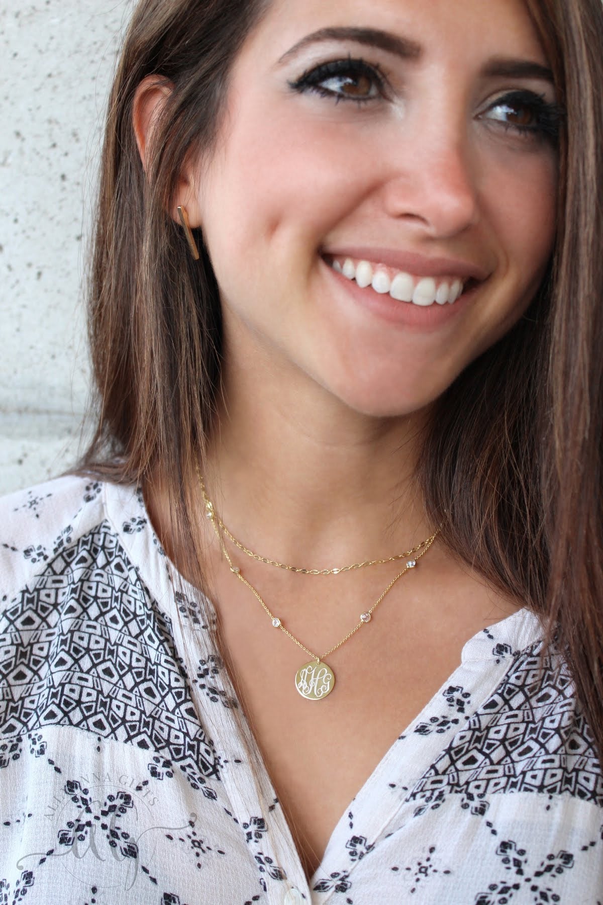 Sterling Silver Crystal Layered Necklace - Allyanna GiftsMONOGRAM + ENGRAVING