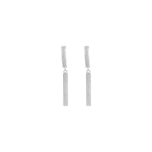 Sterling Silver Cuff Earrings W/ Dangling CZ Bar - Allyanna GiftsEARRINGS
