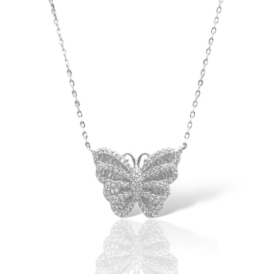 Sterling Silver CZ Butterfly Necklace - Allyanna GiftsNECKLACE