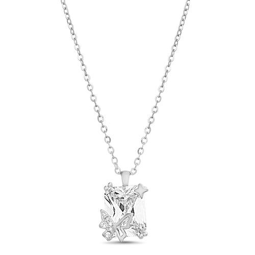 Sterling Silver CZ Butterfly Necklace - Allyanna Gifts