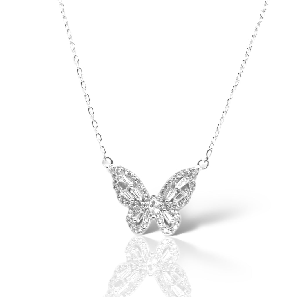 Sterling Silver CZ Butterfly Necklace - Allyanna GiftsNECKLACE
